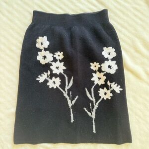 Black Floral Knit Skirt